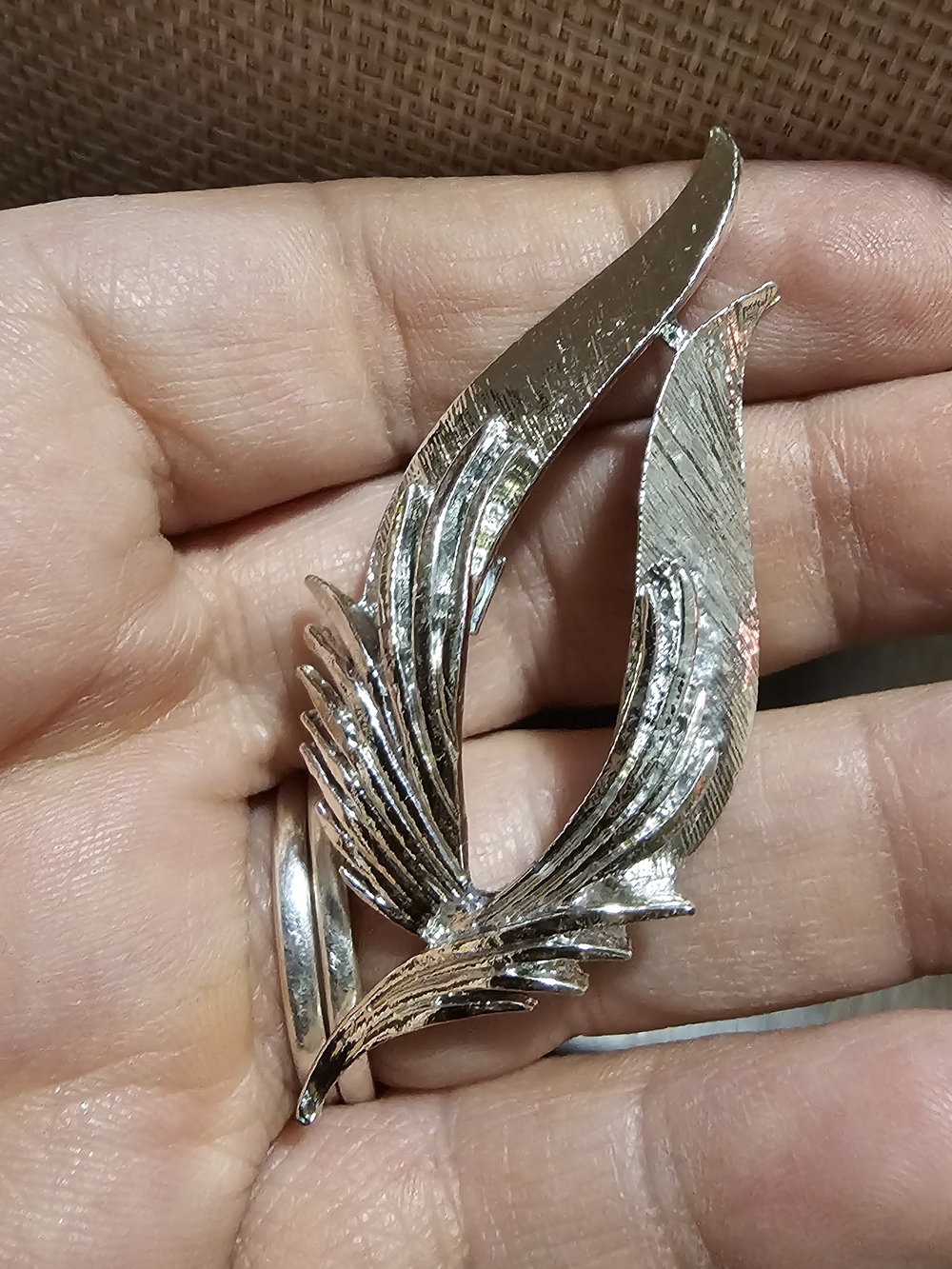 Silver Wing-Shaped Brooch Pin